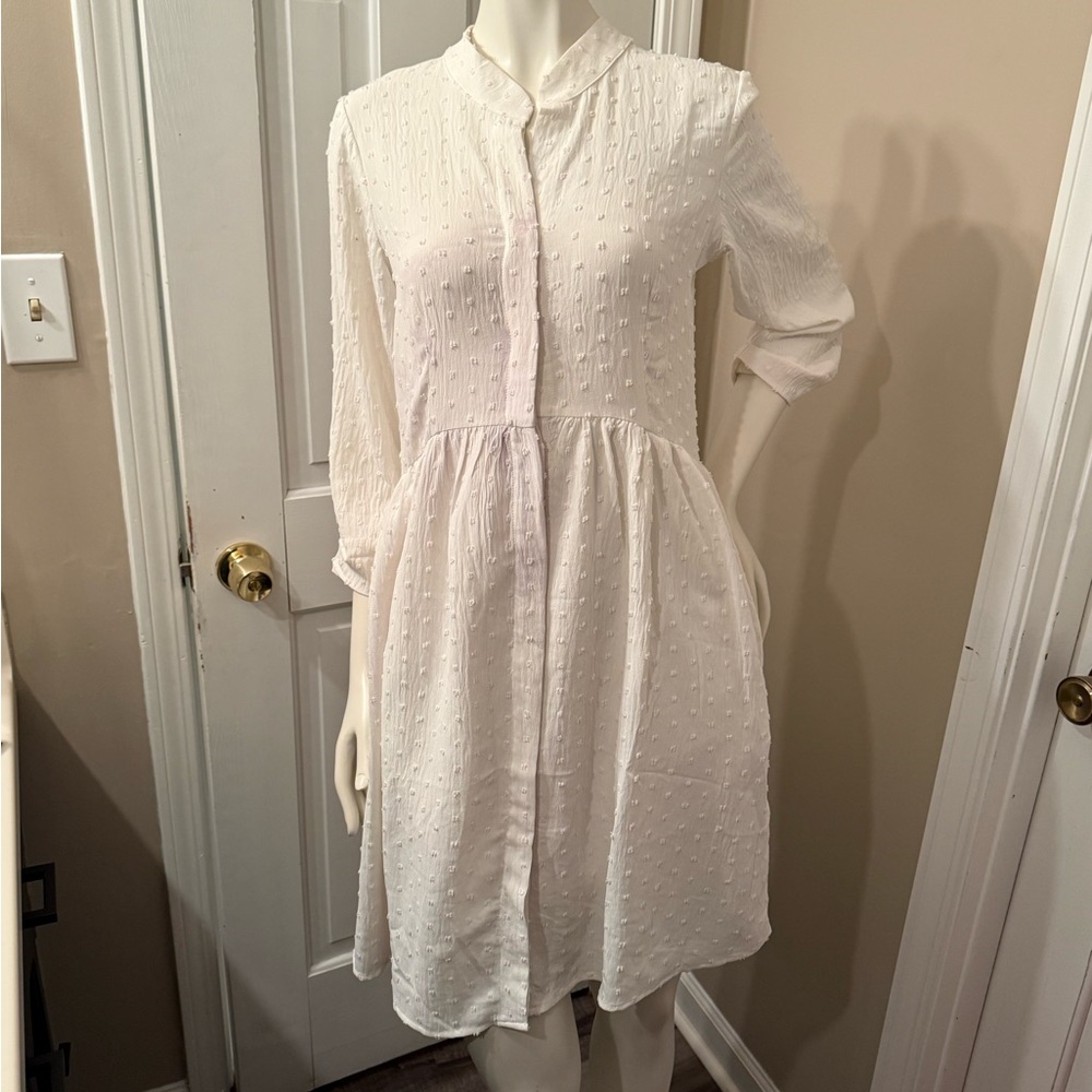 Seven7 White Long Sleeve Dress